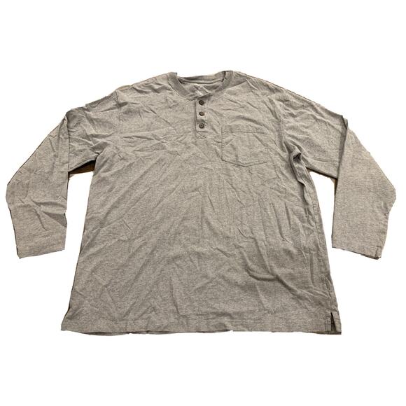 Duluth Trading Mens Gray 1/4 Button Pullover Longtail T Long Sleeve Pocket Sz XL - Picture 1 of 7